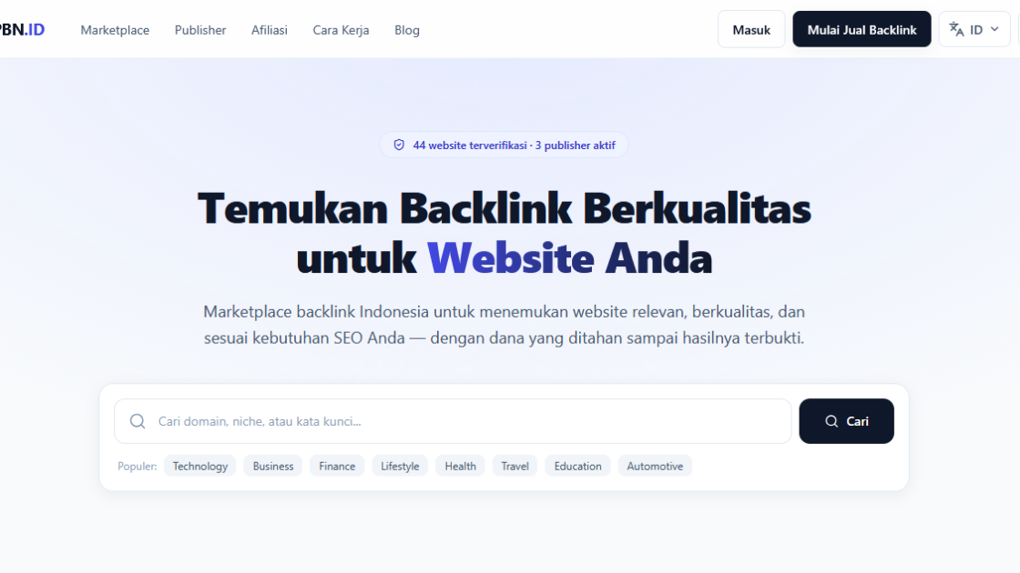 PBN.id Resmi Hadir, Marketplace Backlink Indonesia untuk Mempertemukan Advertiser dan Publisher